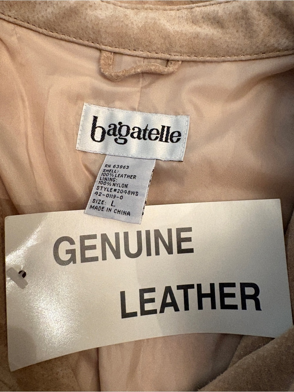 Genuine Leather Suede Shacket Jacket NEW With Flaw Size L Tan Washable - Picture 4 of 13